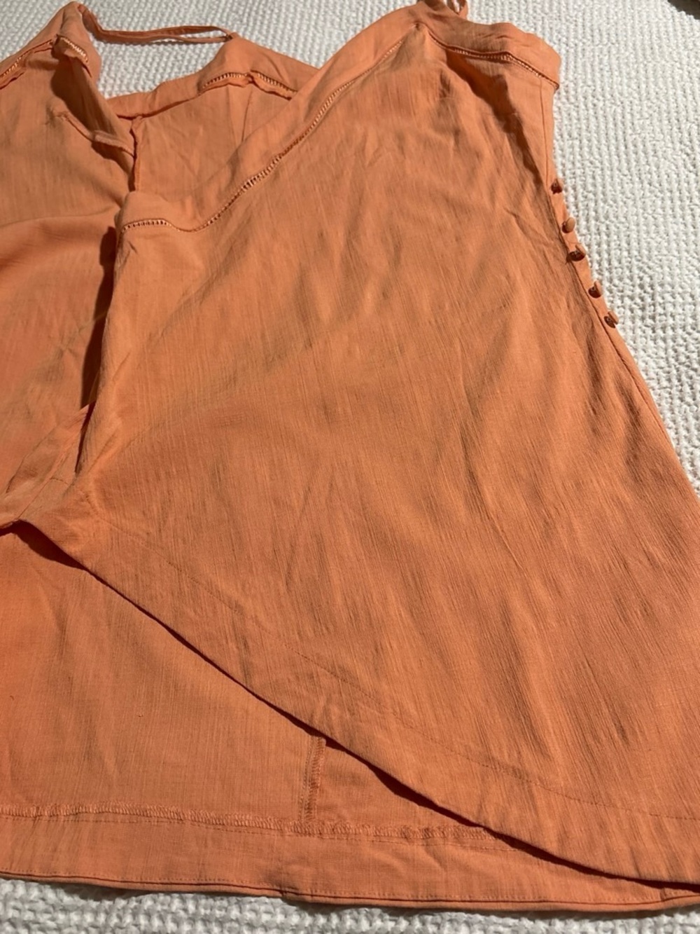Free People Coral Orange Ruched Wrap Mini Dress - Picture 2 of 8